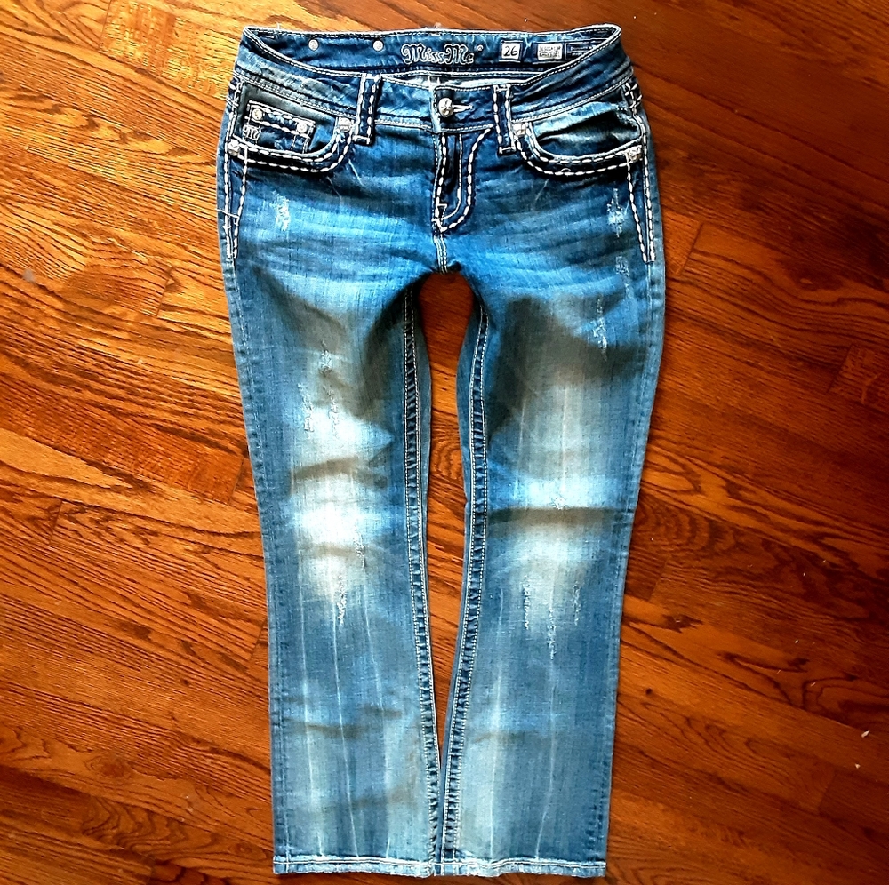 Miss Me Jeans Easy Boot Cut Flap Pocket Size 26 - Picture 3 of 12
